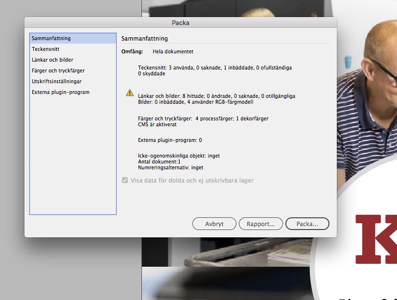 Packa InDesign filer