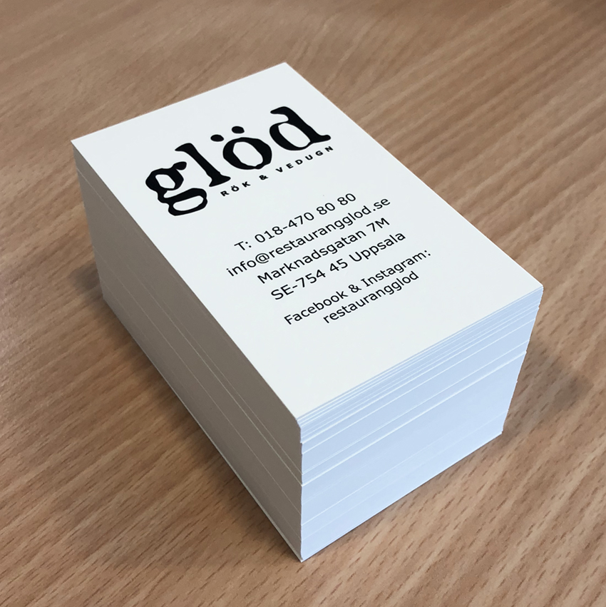 Visitkort till nya restaurangen Glöd – bild 2